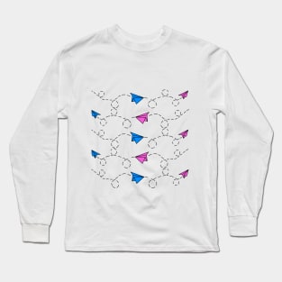 Pink and Blue Paper Planes Long Sleeve T-Shirt